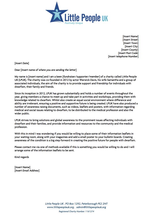 Letter for leaflets