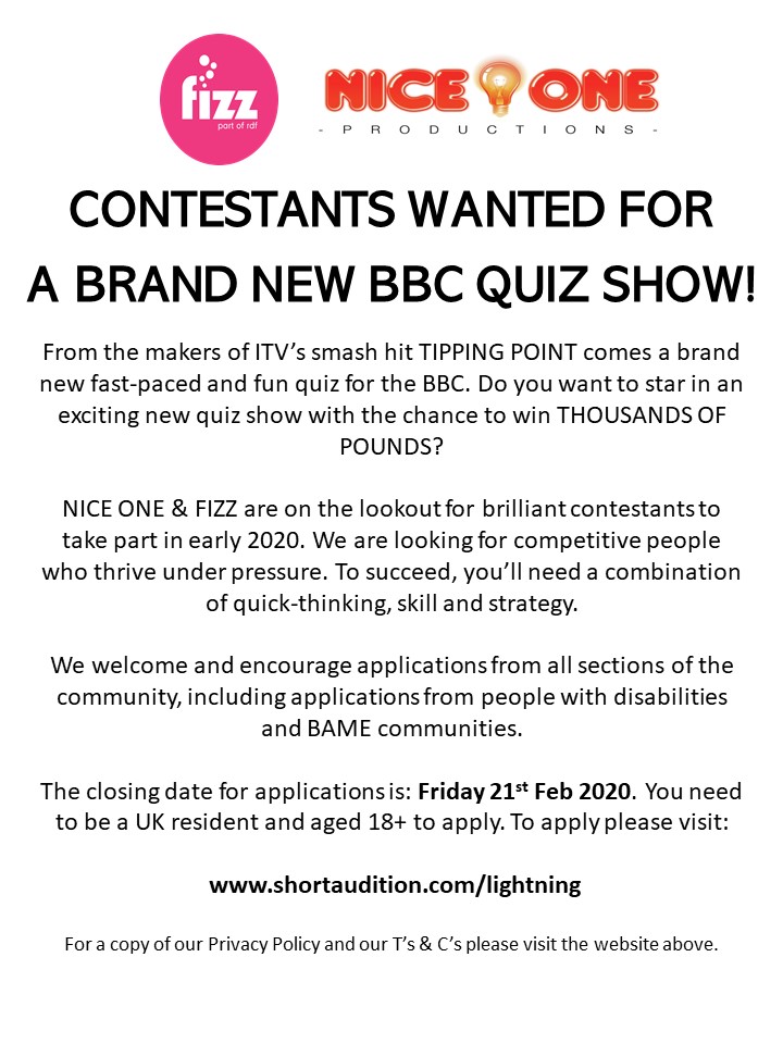 BBC QUIZ SHOW FLYER