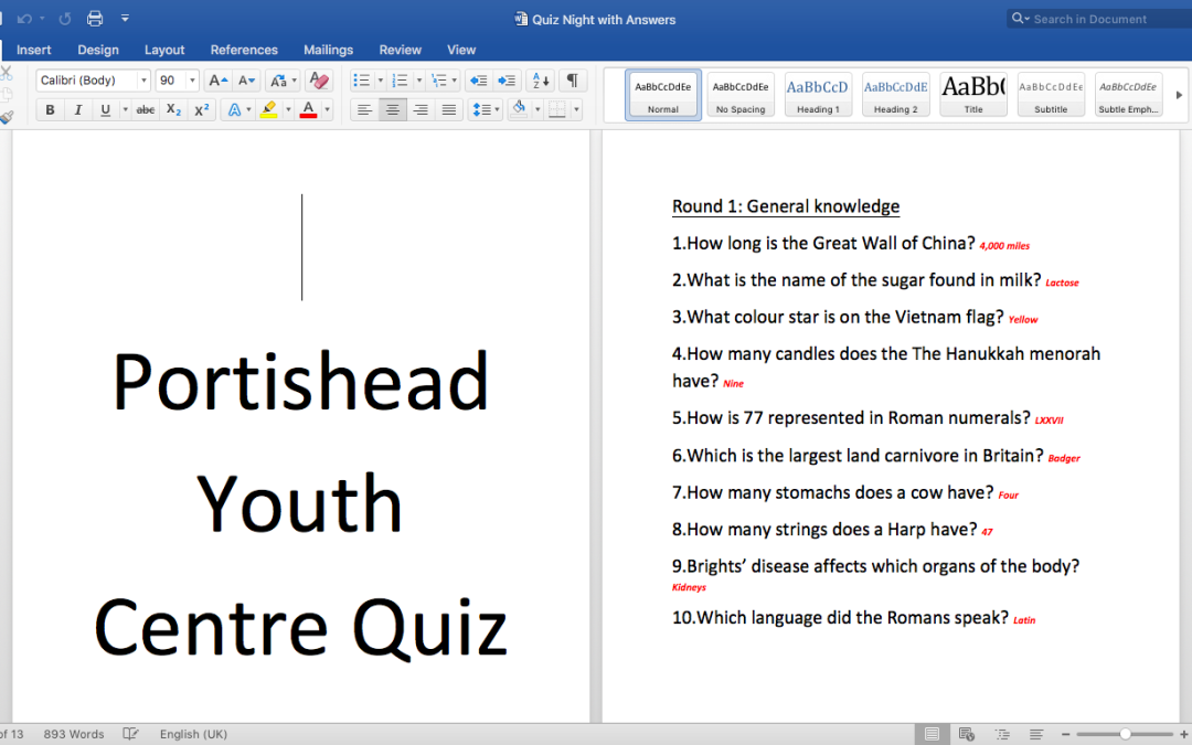 Hold Your Own Quiz Night