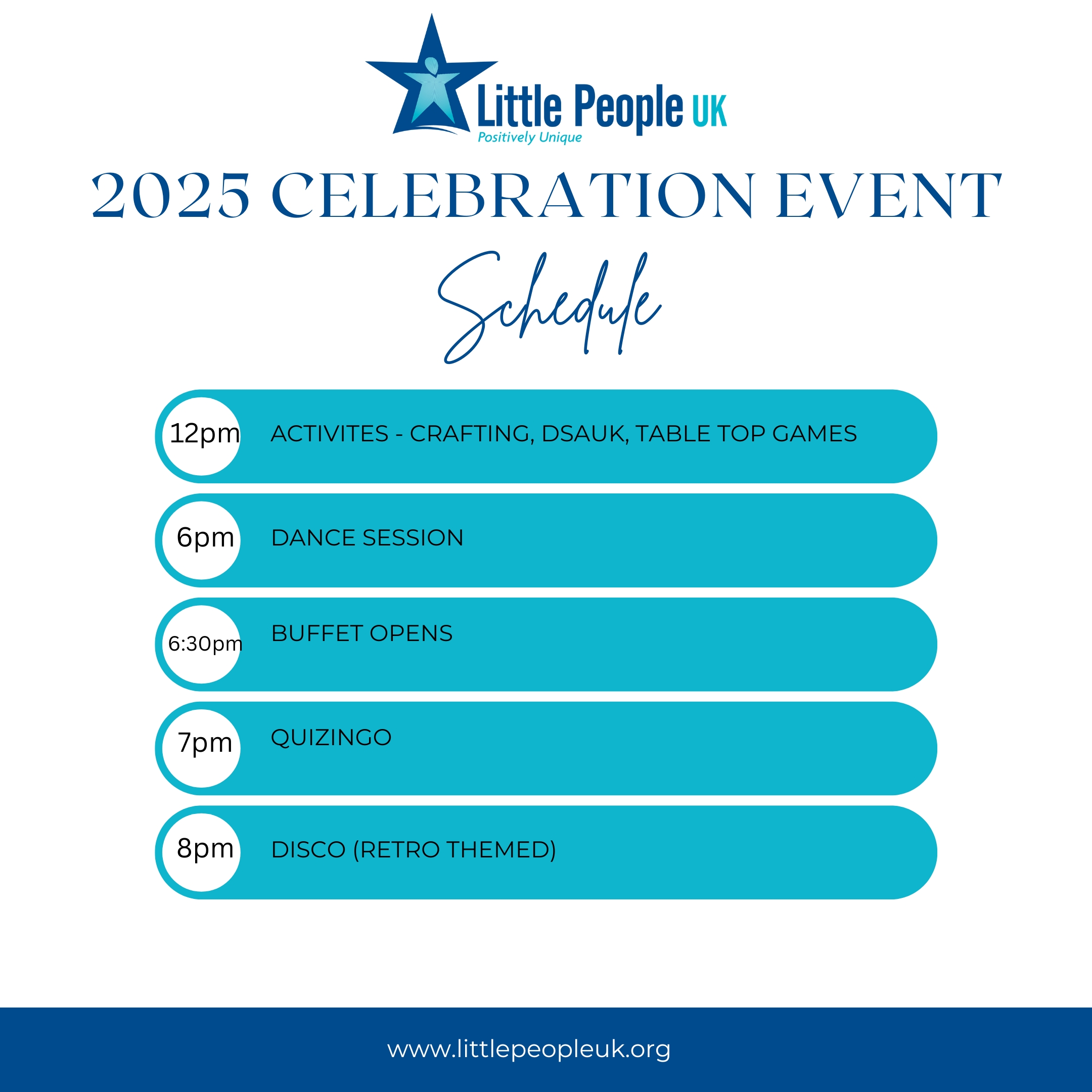 2025 Celebration Event schedule